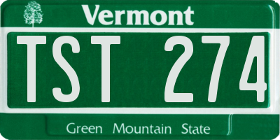 VT license plate TST274