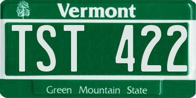 VT license plate TST422