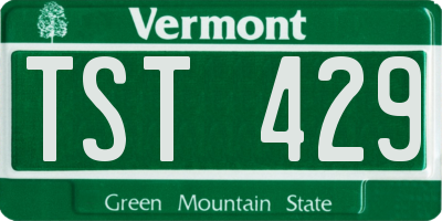 VT license plate TST429