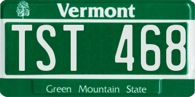 VT license plate TST468