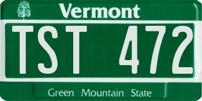 VT license plate TST472