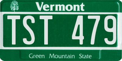 VT license plate TST479