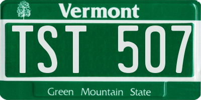 VT license plate TST507