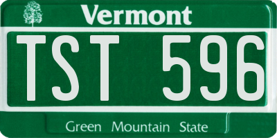 VT license plate TST596