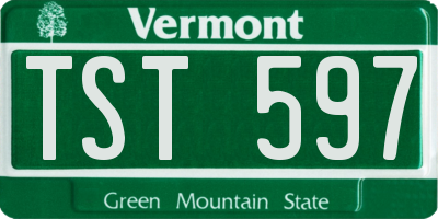 VT license plate TST597