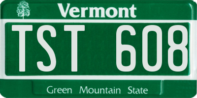 VT license plate TST608