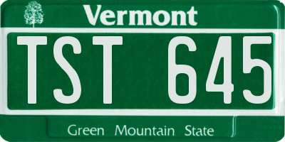 VT license plate TST645
