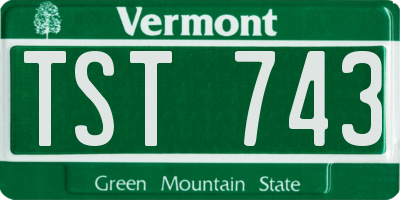 VT license plate TST743