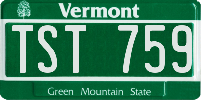 VT license plate TST759