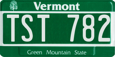 VT license plate TST782