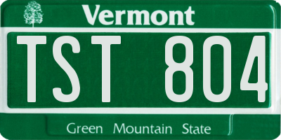VT license plate TST804