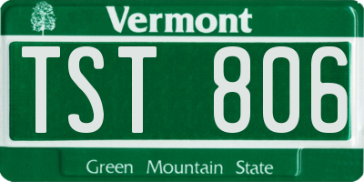 VT license plate TST806