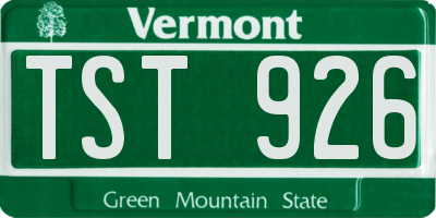 VT license plate TST926