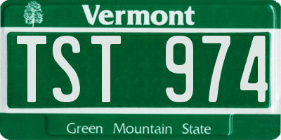 VT license plate TST974