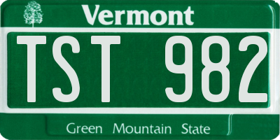 VT license plate TST982