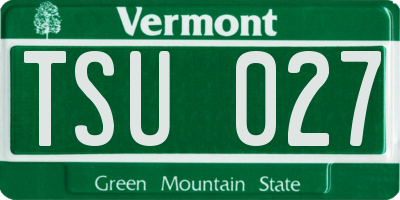 VT license plate TSU027