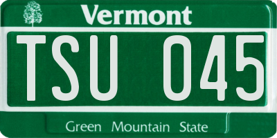VT license plate TSU045