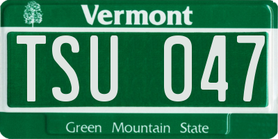 VT license plate TSU047
