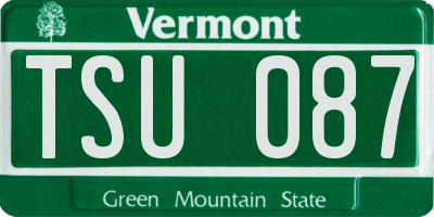 VT license plate TSU087
