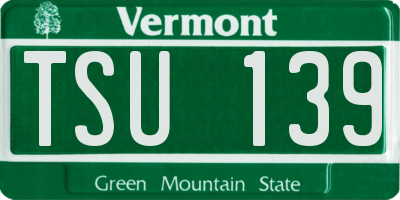 VT license plate TSU139