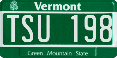 VT license plate TSU198
