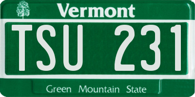 VT license plate TSU231