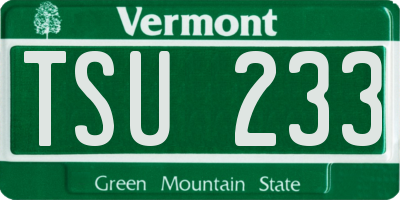 VT license plate TSU233