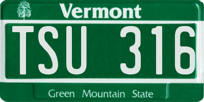 VT license plate TSU316
