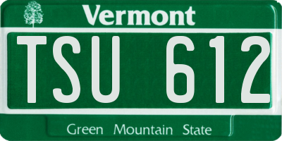 VT license plate TSU612