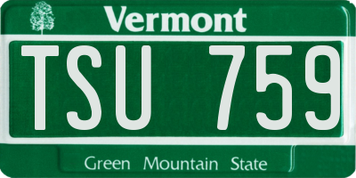 VT license plate TSU759