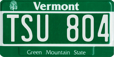VT license plate TSU804