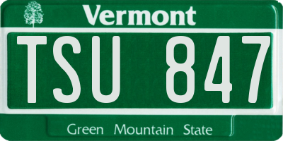 VT license plate TSU847
