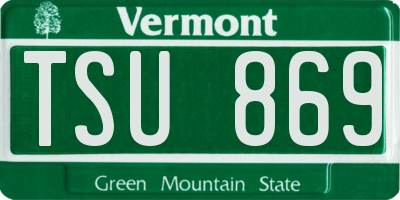 VT license plate TSU869