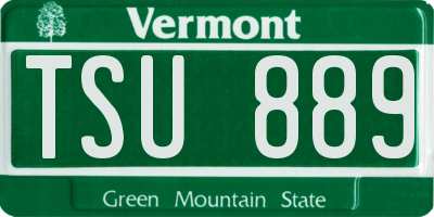 VT license plate TSU889