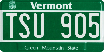 VT license plate TSU905