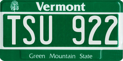 VT license plate TSU922