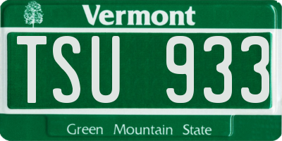 VT license plate TSU933