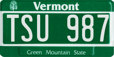 VT license plate TSU987