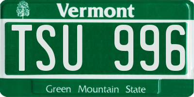 VT license plate TSU996