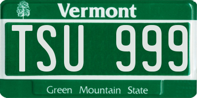 VT license plate TSU999