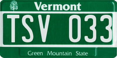 VT license plate TSV033