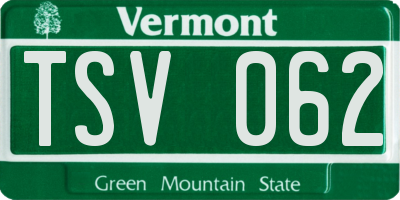VT license plate TSV062