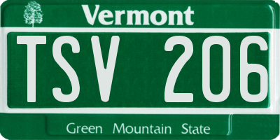 VT license plate TSV206
