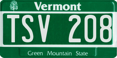 VT license plate TSV208