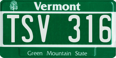 VT license plate TSV316