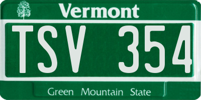 VT license plate TSV354