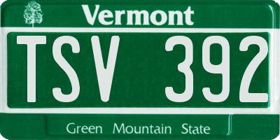 VT license plate TSV392