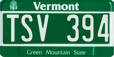 VT license plate TSV394
