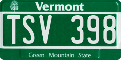 VT license plate TSV398