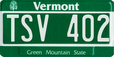 VT license plate TSV402